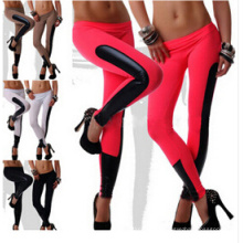 2015 nouvelle conception femmes faux cuir garniture étirement leggings 23689